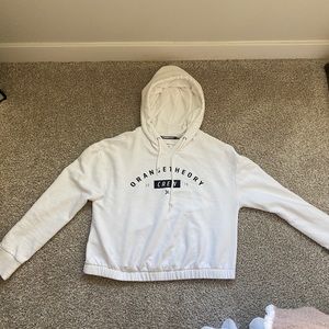 White Orangetheory cropped hoodie